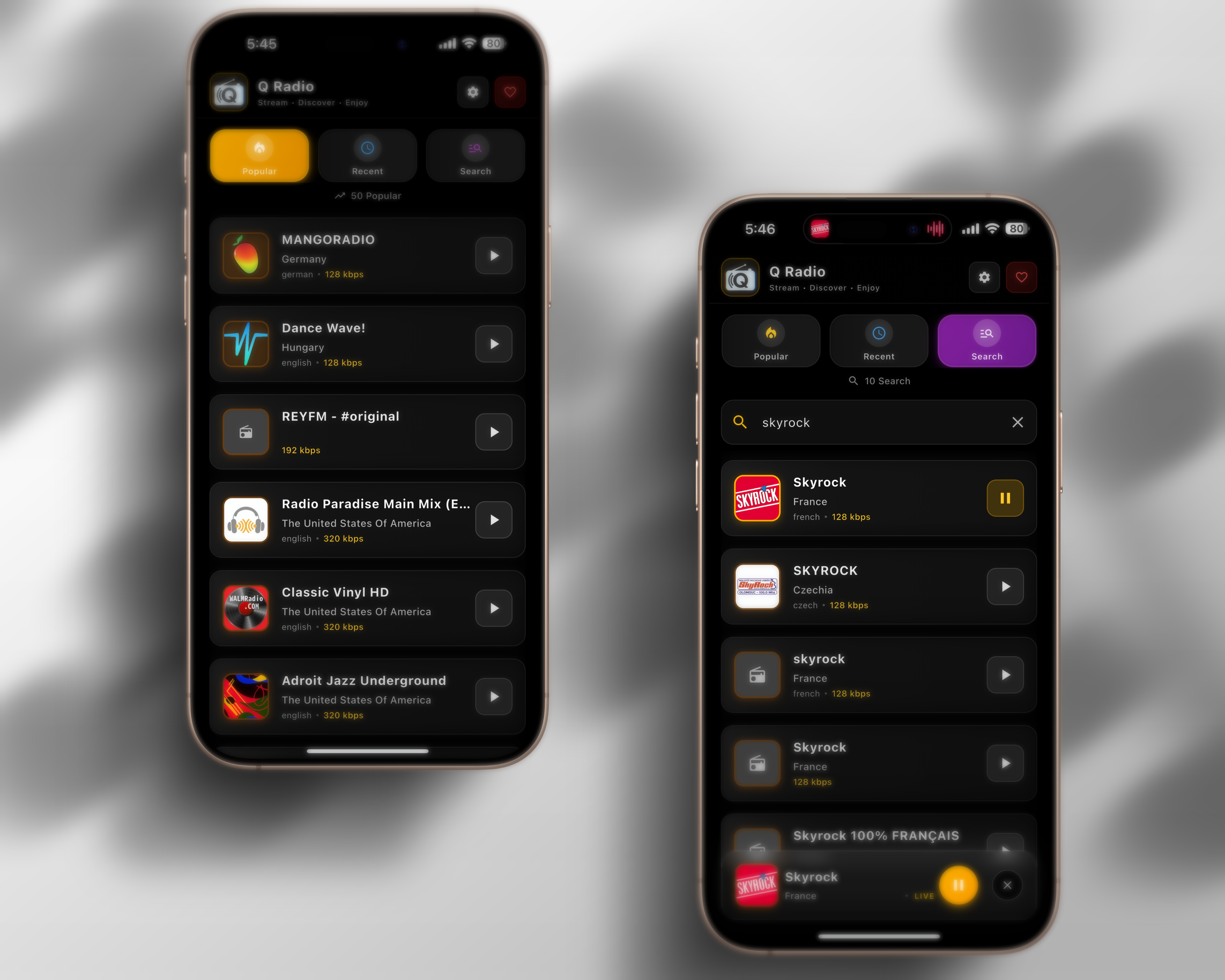 Q Radio Search Feature